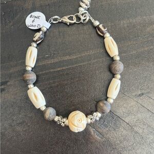 Bone and Wood Beaded Bracelet